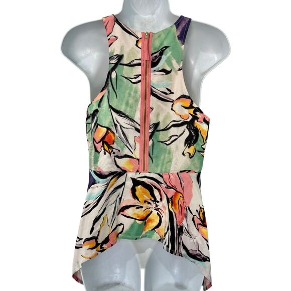 Anthropologie HD in Paris Lucille Peplum Racer Back Pink Exposed Back Zipper 2 - Picture 4 of 9